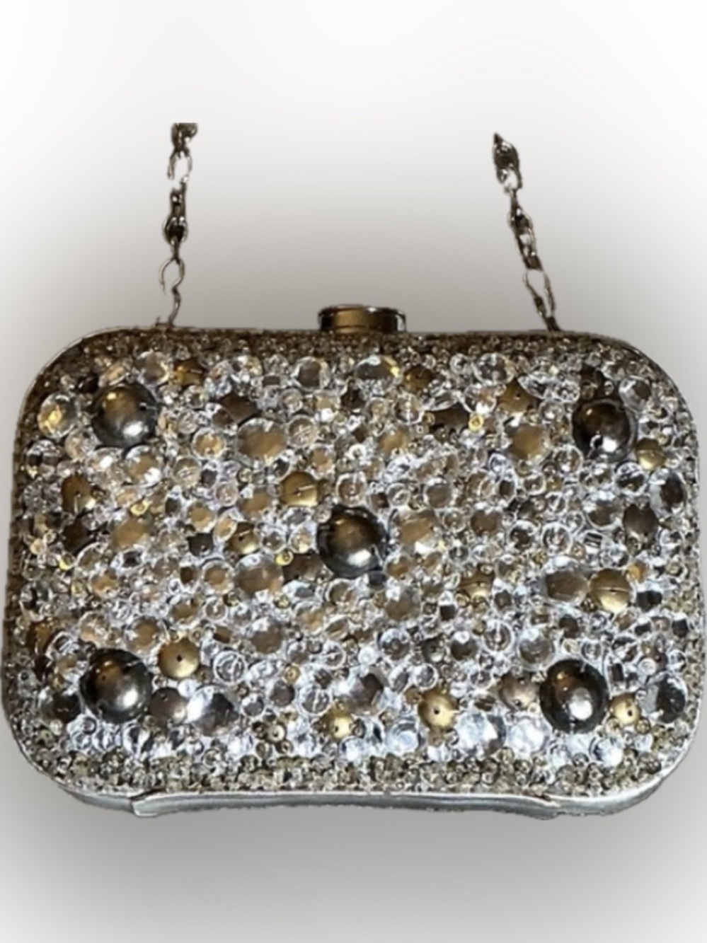 RAFE New York Crystal Rhinestone Evening Clutch Silver Wedding Formal Bag